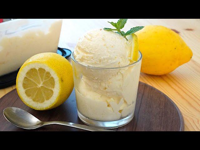 Homemade lemon ice cream, with only 4 ingredients and without an ice cream maker