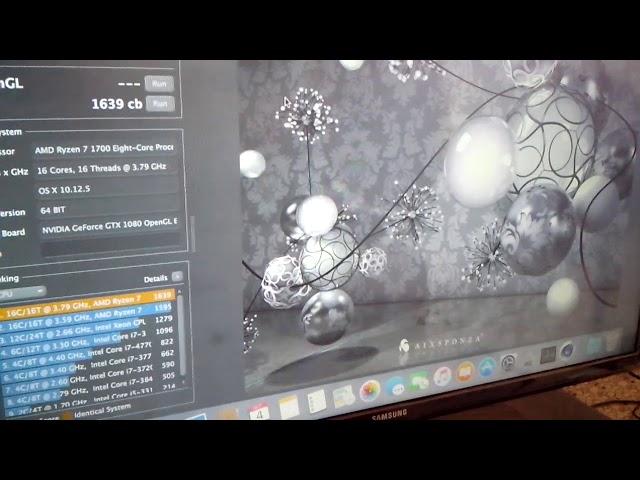 Cinebench R15 Rysen R7 1700 GTX 1080 Hackintosh Sierra 10.12.5