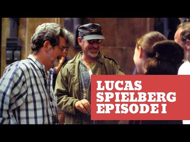 Spielberg visits the filming set of Episode I with his friend George Lucas