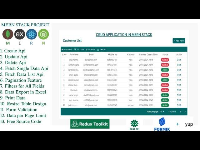 Mern Stack Project : Build CRUD Operations and APIs with React, Node.js, Express, and MongoDB