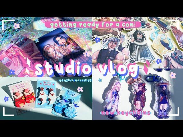 Studio Vlog 01  getting ready for a convention | making genshin earrings | new keychains & more