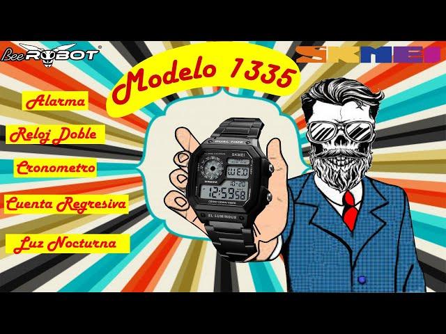 Skmei 1335 Spanish - Manual- Tutorial - Alarm configuration, Chronometer, Double Integrated Clock.