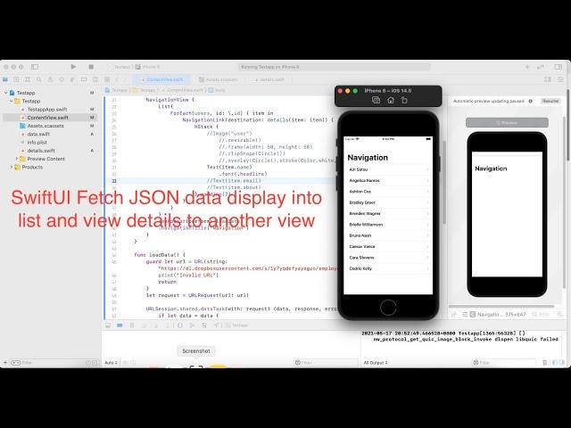 SwiftUI Fetch JSON data display into list and view details to another view