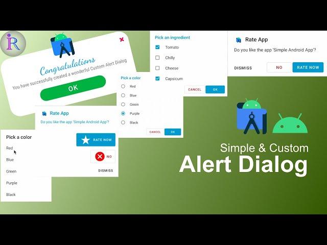 Custom Alert Dialog in Android | Material Design Alert Dialogs | Android Programming Basics