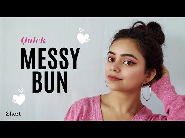 Easy MESSY BUN Hair Tutorial | Medium Length Hairstyle #shorts #youtubeshorts