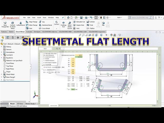 Sheetmetal Flat length Calculation (Theory Vs. Solidworks)