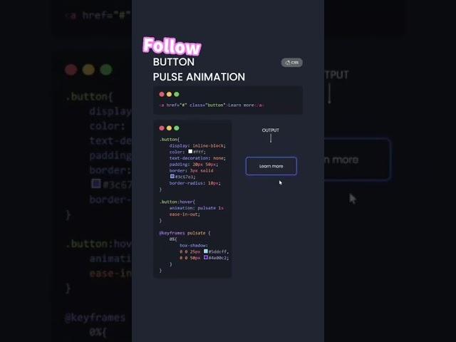 Button Pulse Animation made with CSS | CSS animation