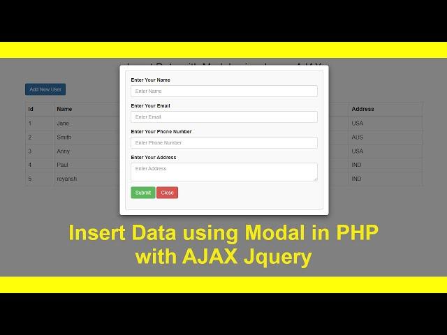 Insert Data using Bootstrap Modal in PHP with AJAX Jquery with Source Code