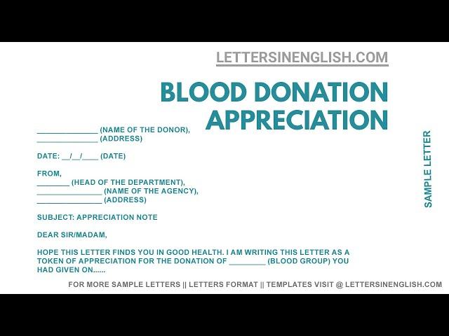 Letter Of Appreciation For Blood Donation