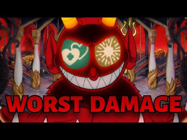 Can I beat Cuphead with the TRUE WORST DAMAGE? (Uncharged Charge Shot, Twin Hearts, No EX, No Super)