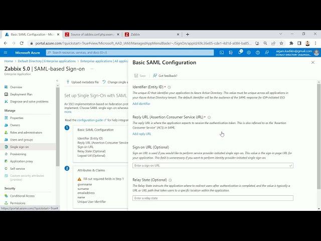 Zabbix SAML, Azure AD, SSO
