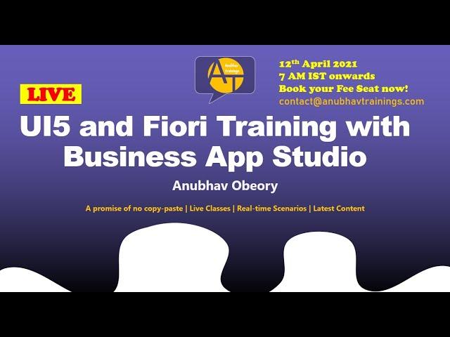 Fiori Training on Business Application Studio | SAP Business Application Studio UI5 Training | BAS