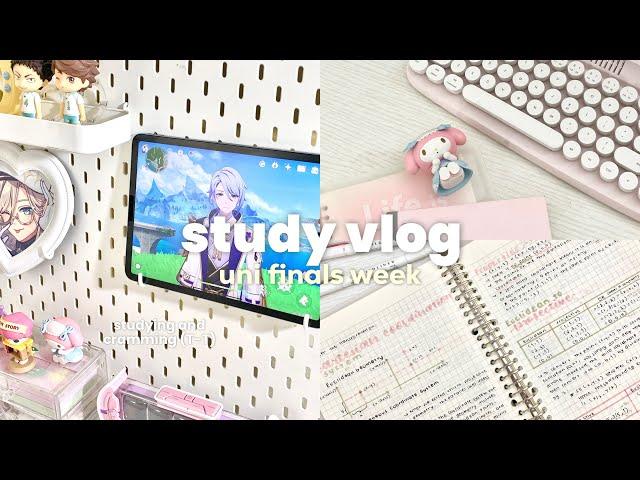 PRODUCTIVE VLOG  uni finals week, all-nighter stuDYING, genshin, popmart, makeup haul, matcha