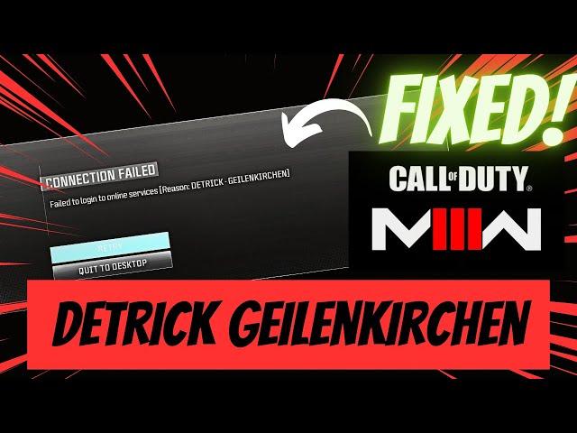 Modern warfare 3 Connection failed #DETRICK GEILENKIRCHEN error #mw3 fix || by borntoplaygames