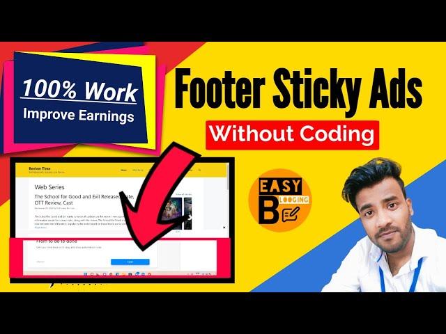 Add Responsive Footer Sticky Ads in WordPress Without Coding - Boost Your Earning | Easy Blogging