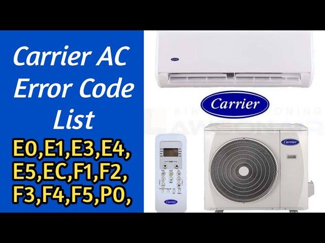 Carrier Inverter AC Error Code List | Air Conditioner | Carrier AC