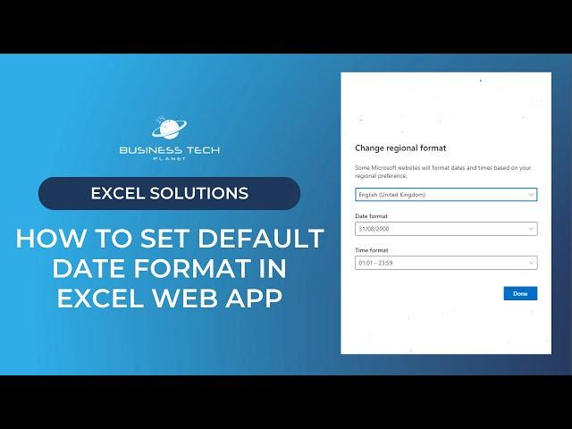 How to set default date format in the Excel web app