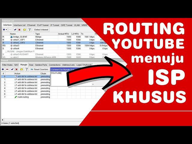 Pisah Jalur YouTube di Mikrotik ke ISP 2 (Routing Trafik YT)