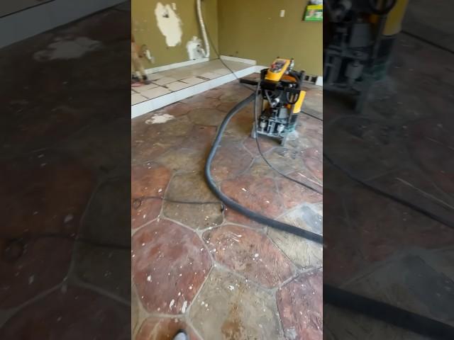 Dream Garage Epoxy Floor project and stamped concrete removal