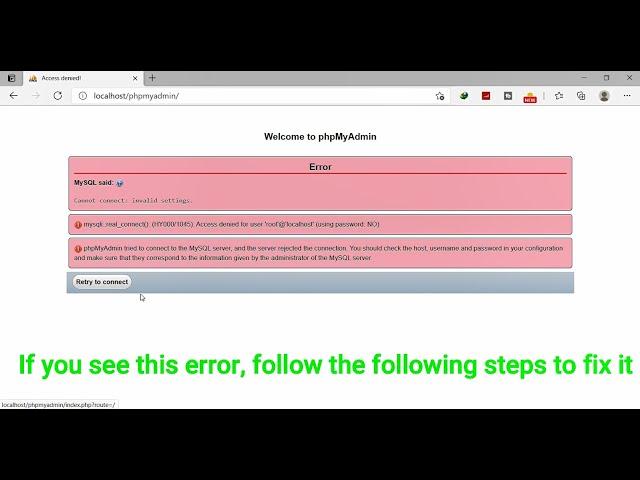 [Solved] WAMP Phpmyadmin | MySQL Cannot connect invalid settings error | Access denied