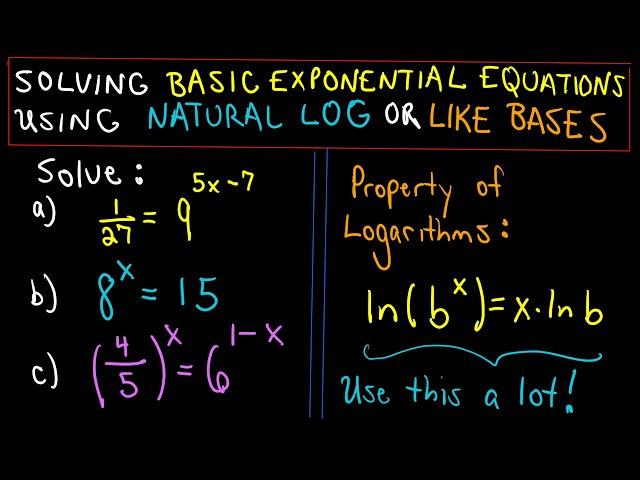  Solving Exponential Equations - Three Basic Examples 