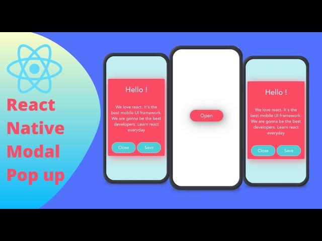 React native modal animation popup example with overlay | Blurry background color and style