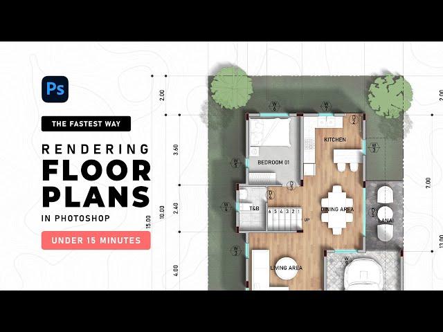 The FASTEST WAY of RENDERING FLOOR PLANS in Photoshop (under 15 minutes!)