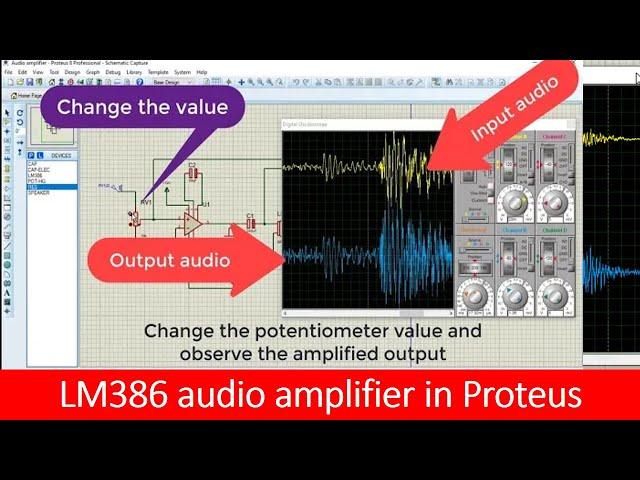 lm386 audio amplifier in Proteus tutorial