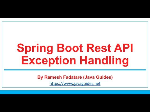 Spring Boot REST API Exception Handling