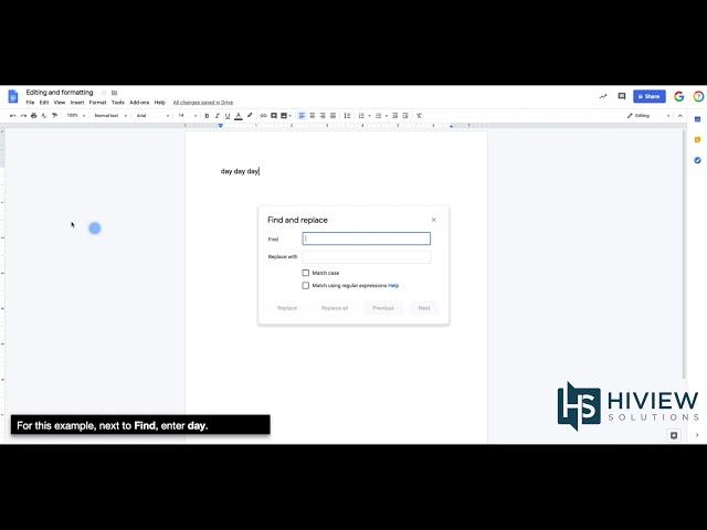 How to find and replace text in Docs