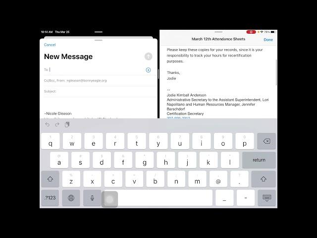 Splitting Your iPad Screen While in an Email