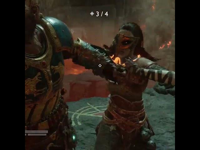 Kratos using chains to wring a neck in style.