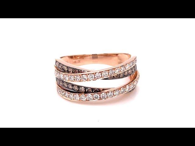 Towne Jewelers Custom 14KR Round White And Chocolate Diamond Bypass Fashion Ring