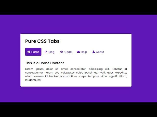 Pure CSS Tabs with Slide Indicator | Tabs using only HTML & CSS