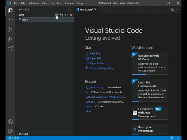 Getting Started with Java in VS Code(Windows. Creating a "Hello World" Java Program in VS Code