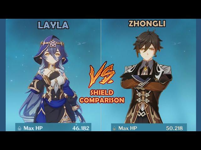 Layla Vs Zhongli - Shield Strength Comparison - Genshin Impact