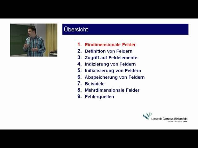 PROGRA I: VII. Felder - Teil 1-2 - Eindimensionale Felder & Definition von Feldern