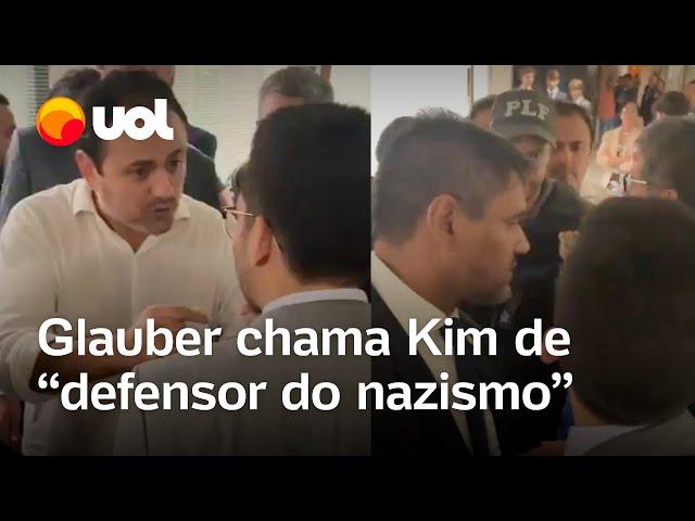 Glauber Braga chama Kim Kataguiri de 'defensor do nazismo' e seguranças separam briga; veja vídeo