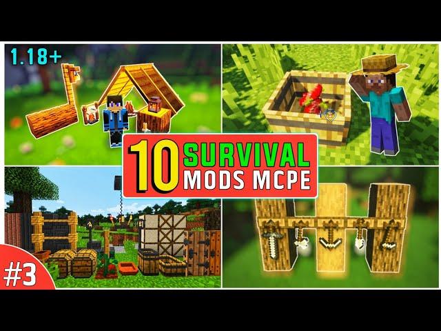 Top 10 Best Survival Mods For Minecraft PE 1.18+ || Minecraft Survival Mods || Minecraft In Hindi ||