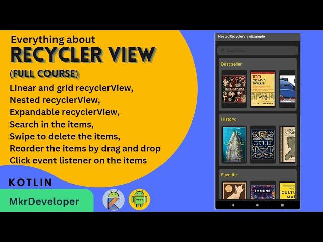 RecyclerView in android(full course).  Android Studio | Kotlin.