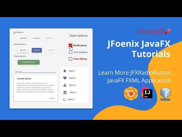 JFoenix Java FXML Tutorial - #09 Learn More JFXRadioButton - Change Radio Button Color