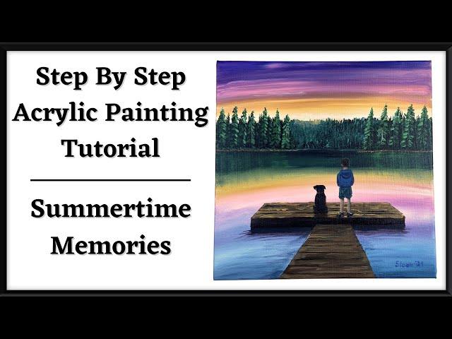 How to Paint a Boy & Dog on a Dock at Sunset - Beginner Step-by-Step Acrylic Painting Tutorial