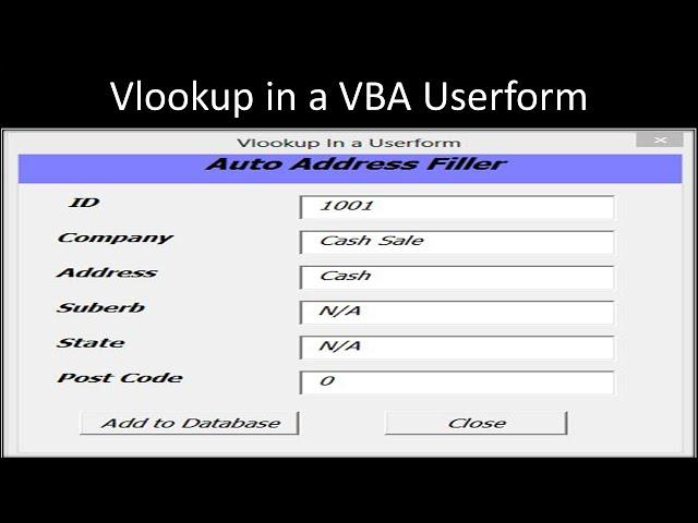 Excel VBA Userform with Vlookup