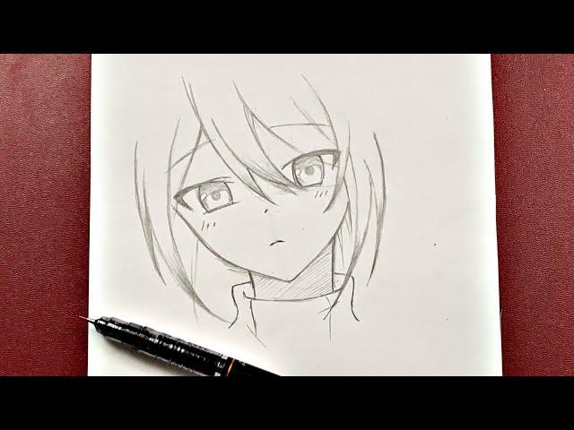 Easy anime drawing | how to draw cute anime girl easy