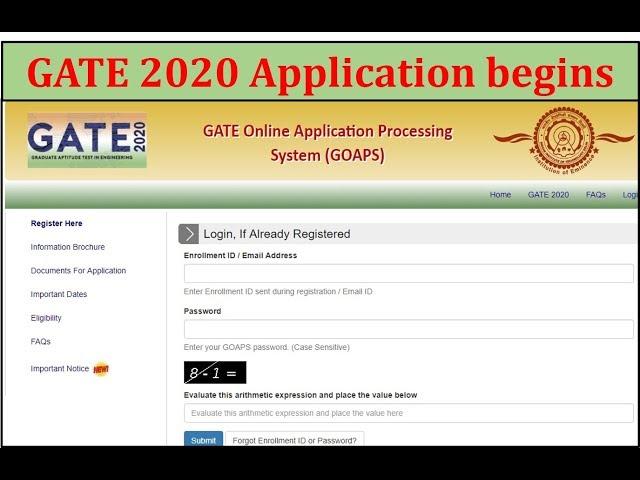 GATE Online Application Form 2020