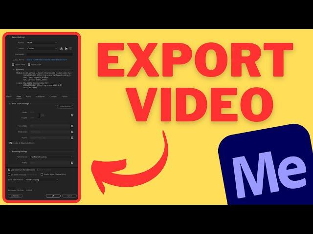 How To EXPORT Video In Media Encoder