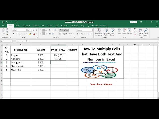 How to Multiply Cells That Have Both Text and Number in Excel