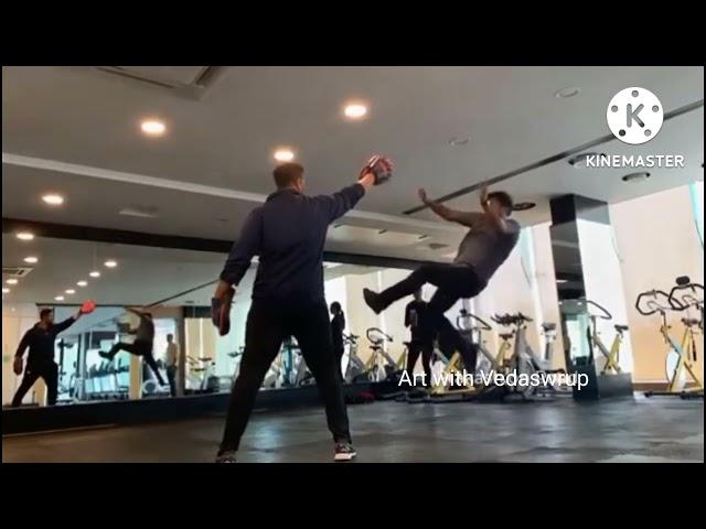 Puneeth Rajkumar jumping revers kick l slow motion l shared by celebrity trainer Praveen Kumar