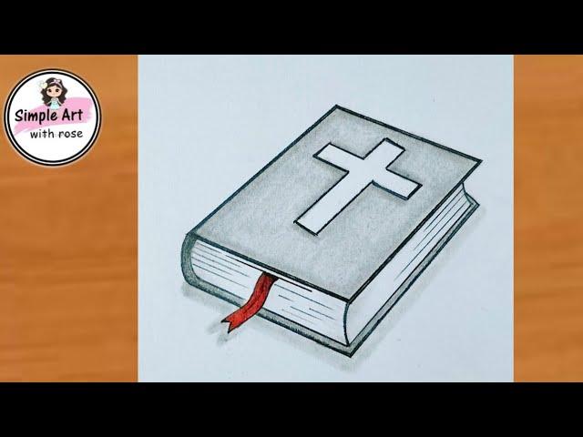 How to draw a Holy Bible easy | Bible drawing | Book drawing | Pencil sketch