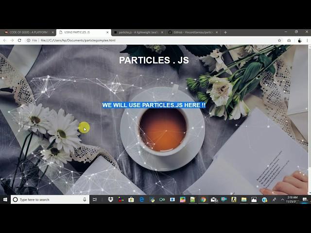 How to use particles.js | How To Use Particles js As Background | CODE OF GEEKS